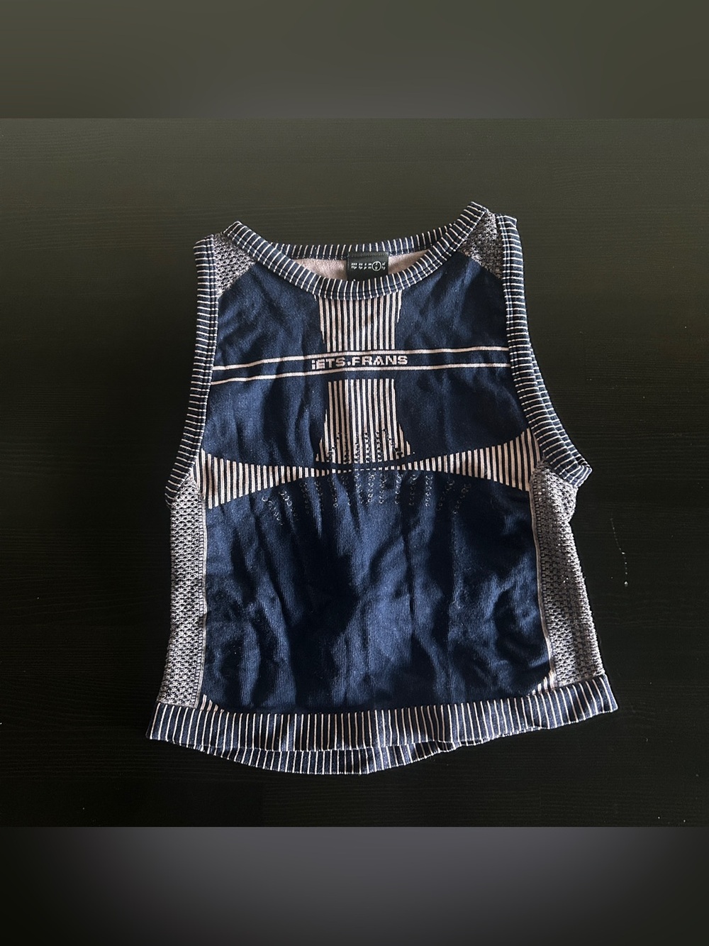 iets frans… Seamless Crop Tank Top -- blue (Size Large)